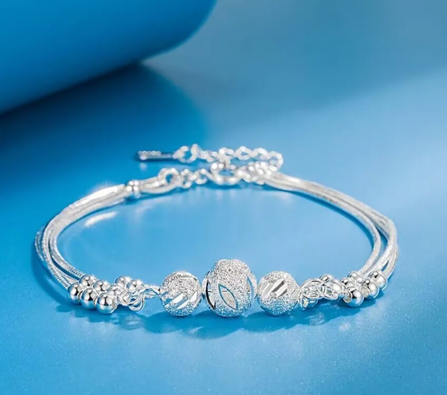 Sterling Silver Beaded Necklace and Bracelet Set