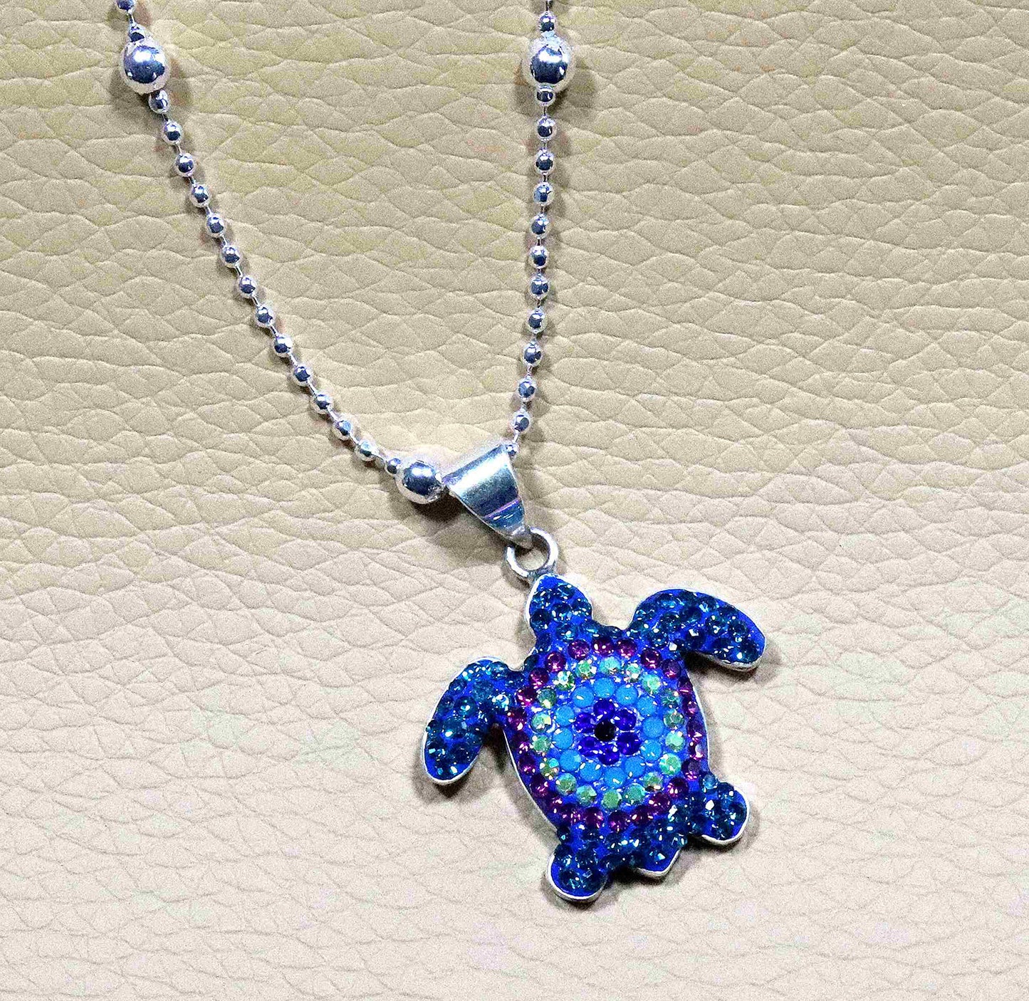 Radiant Rainbow Turtle Sterling Silver Pendant Necklace