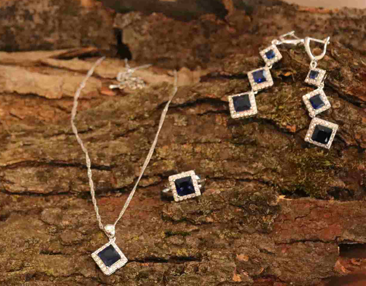 Sterling Silver Midnight Sapphire CZ Set