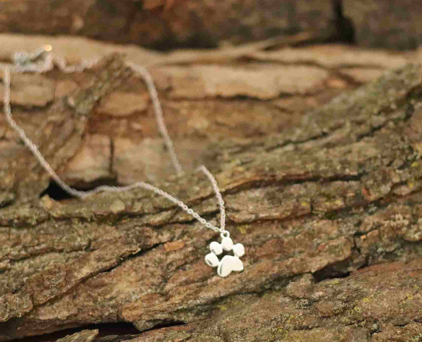 Sterling Silver Intricate Paw Print Pendant 18"