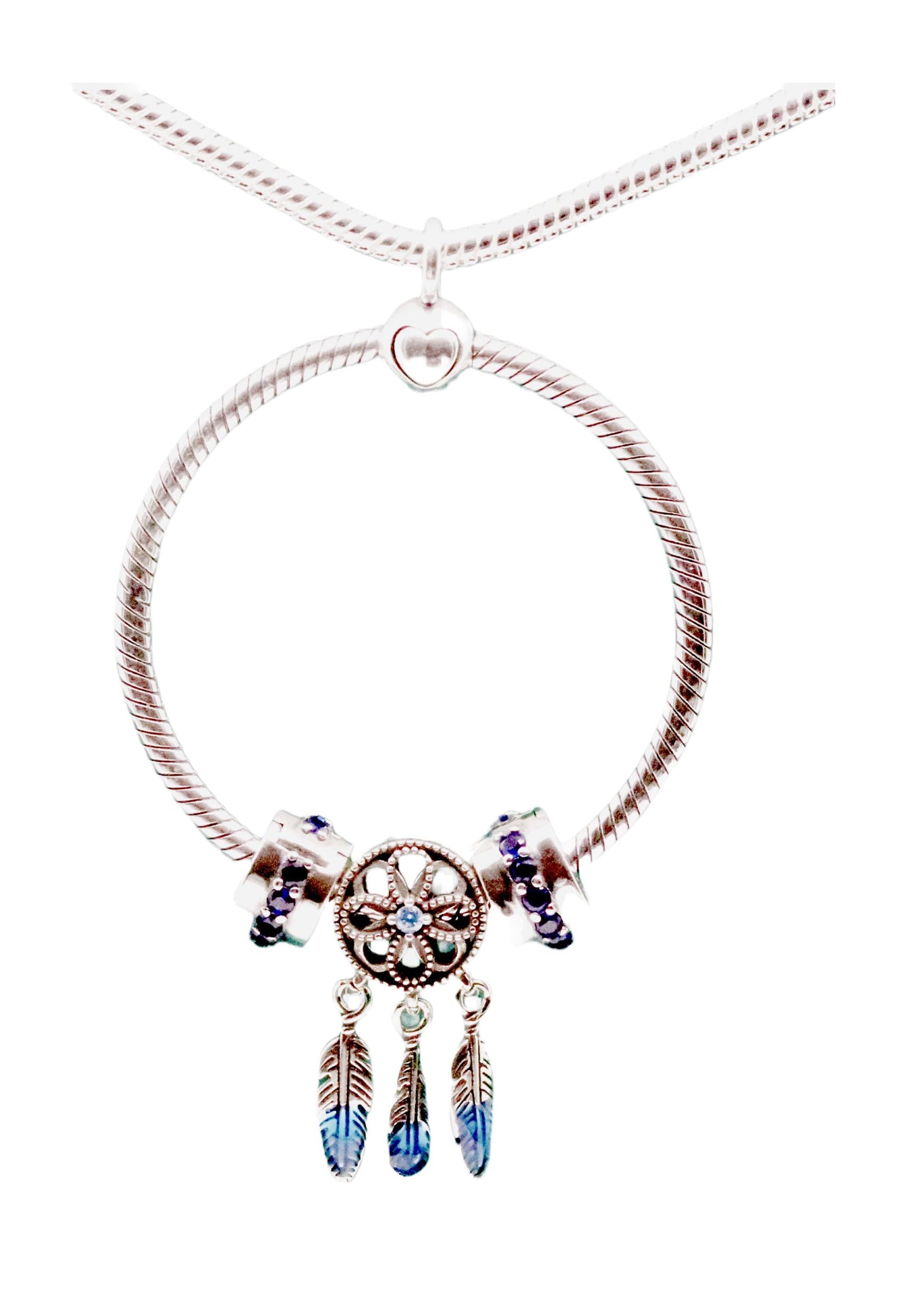 Beautiful Sterling Silver O Charm Pendant on 22" Necklace