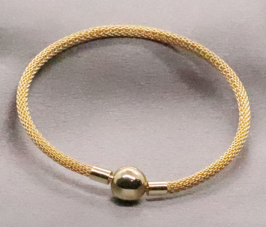 Elegant Sterling Silver Rose Charm Bead Bracelet