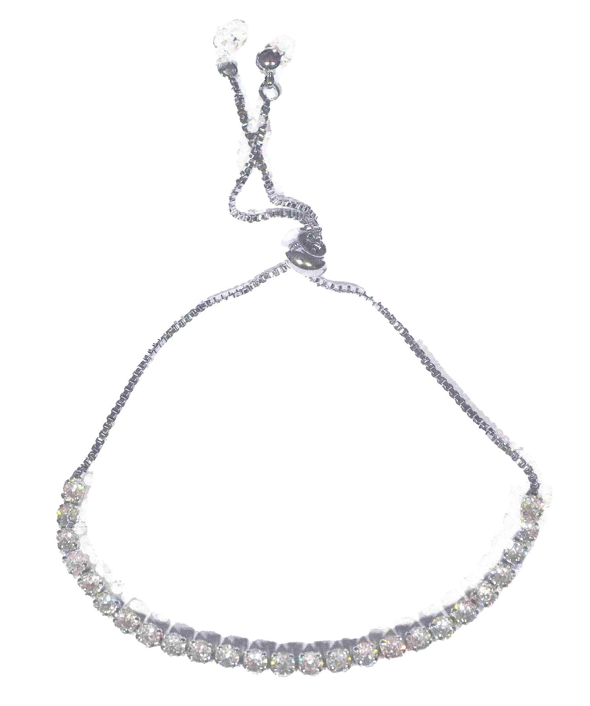 Sparkling Sterling Silver Adjustable Cubic Zirconia Tennis Bracelet