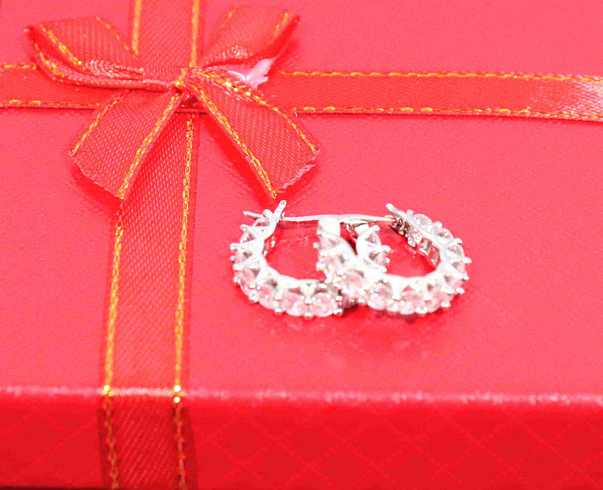 Glamarous Sterling Silver Cubic Zirconia Hoop Earrings