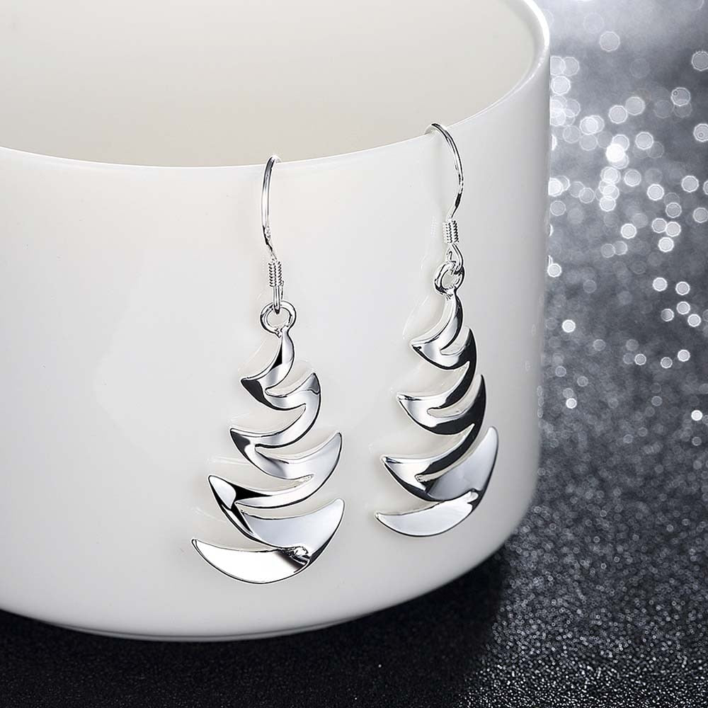 Sterling Silver Romantic Happiness Moon Vintage Style Dangling Earrings