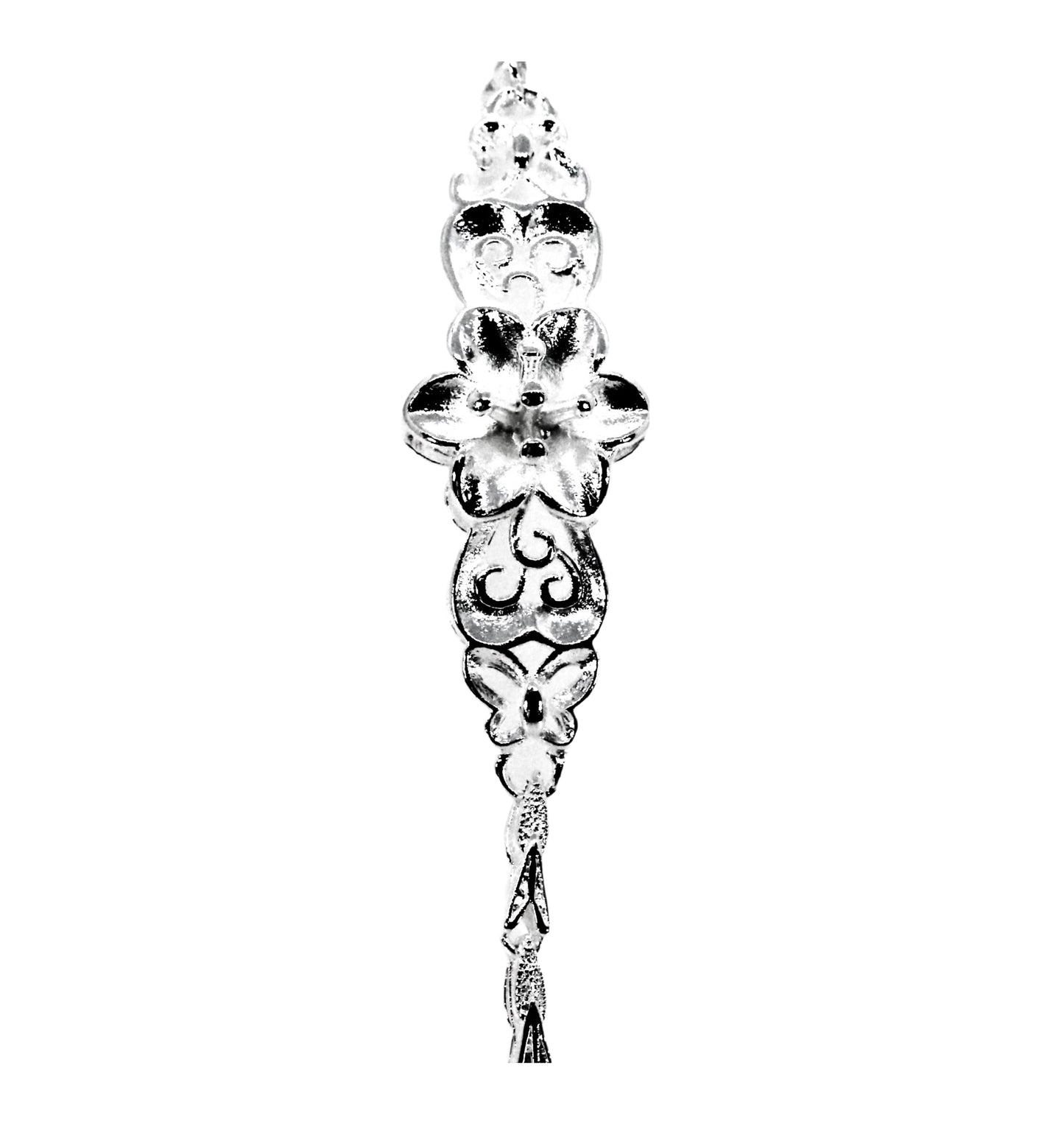 Elegant Sterling Silver Bracelet with Flower Detailing