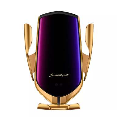 Wireless Car Charger With Smart Sensor and Automatic Clamping - Gold