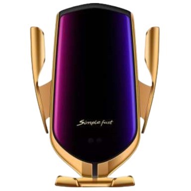 Wireless Car Charger With Smart Sensor and Automatic Clamping - Gold