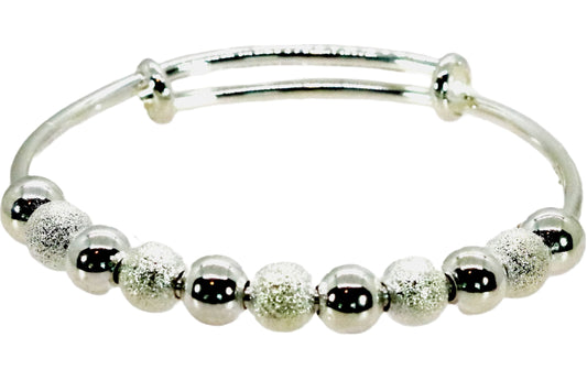 Elegant Sterling Silver Diamond Cut And High Polish Filigree Ball Bracelet