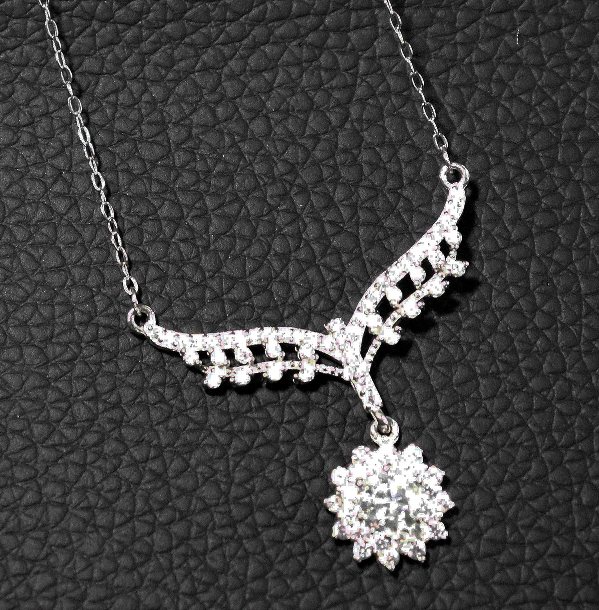 Radiant Moissanite Elegance Sterling Silver Necklace