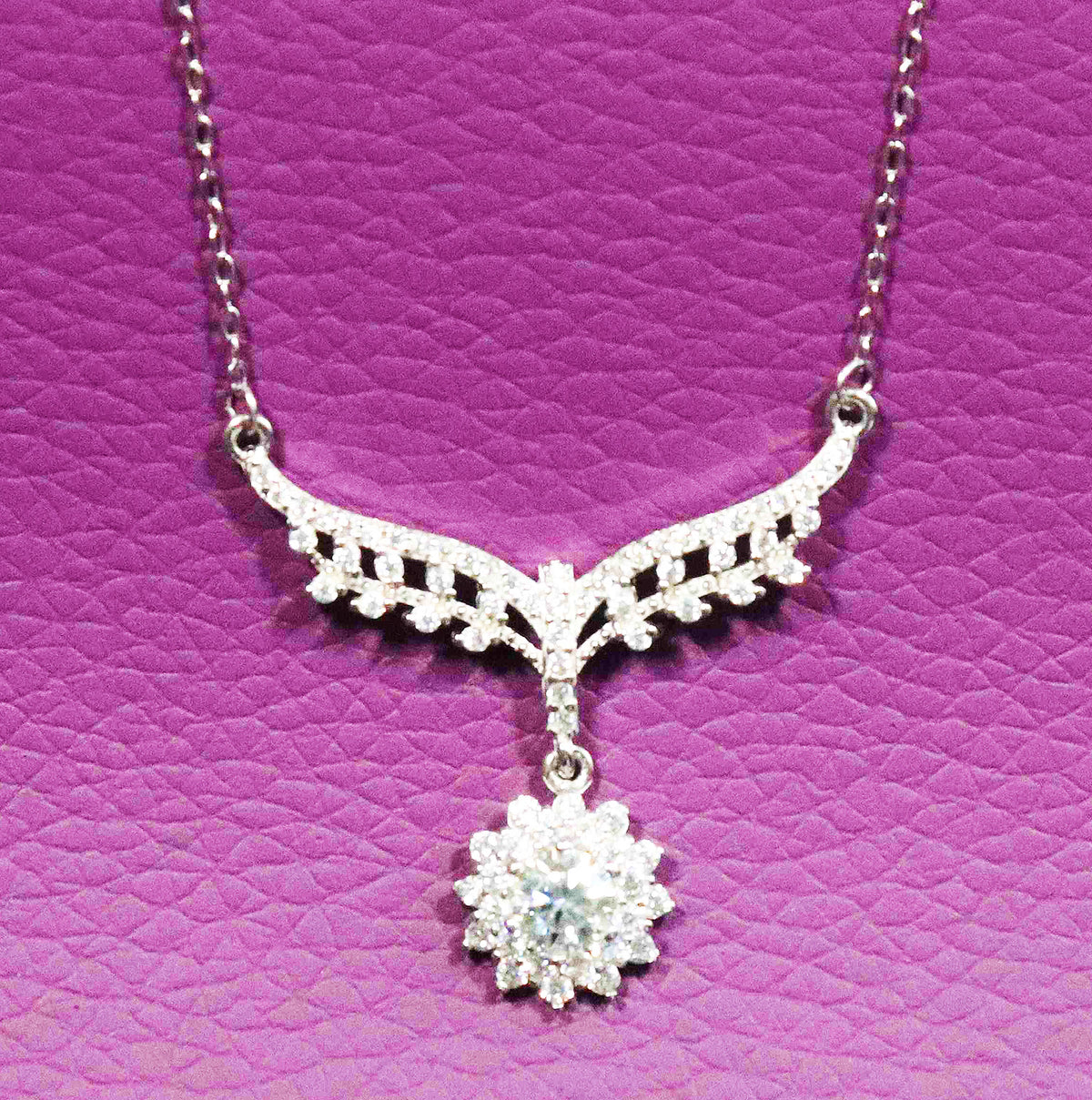 Radiant Moissanite Elegance Sterling Silver Necklace