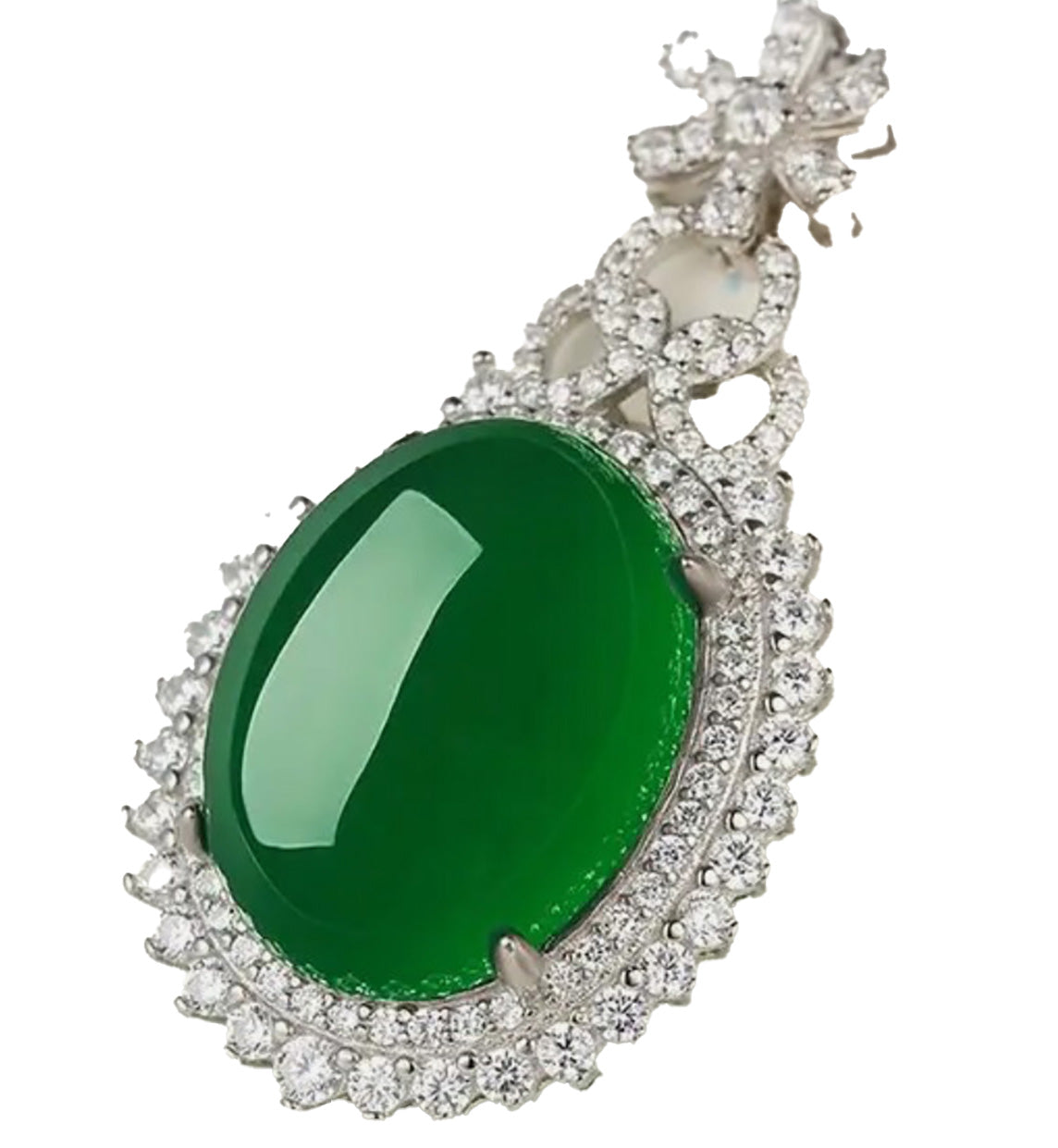 Opulent Oval Chalcedony Jade Elegance Sterling Silver Pendant