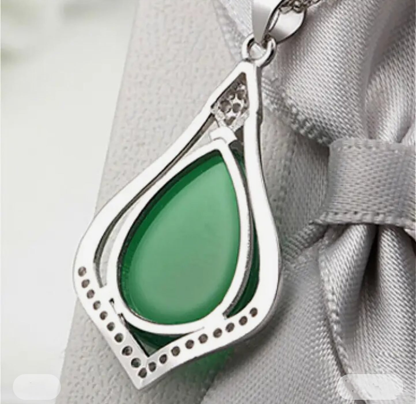 Enchanting Pear Chalcedony Jade Sterling Silver Pendant