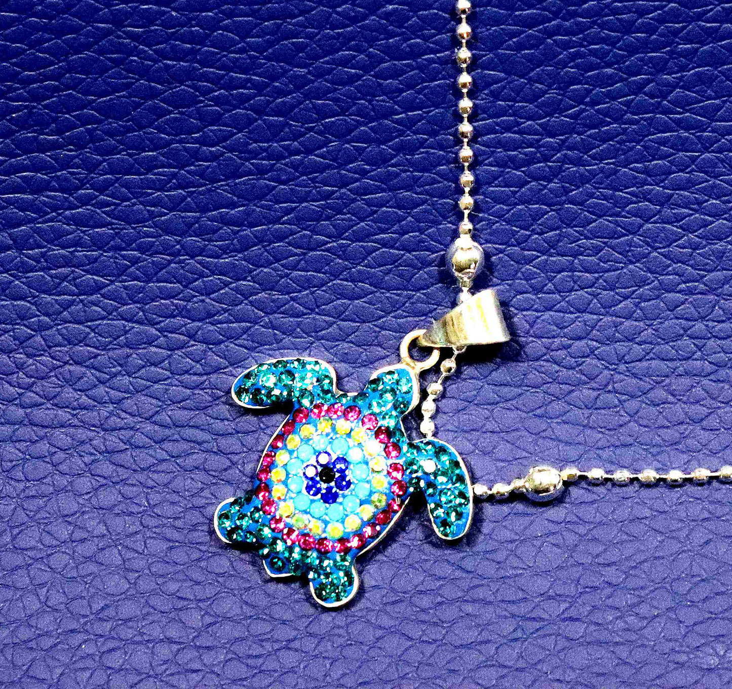 Radiant Rainbow Turtle Sterling Silver Pendant Necklace