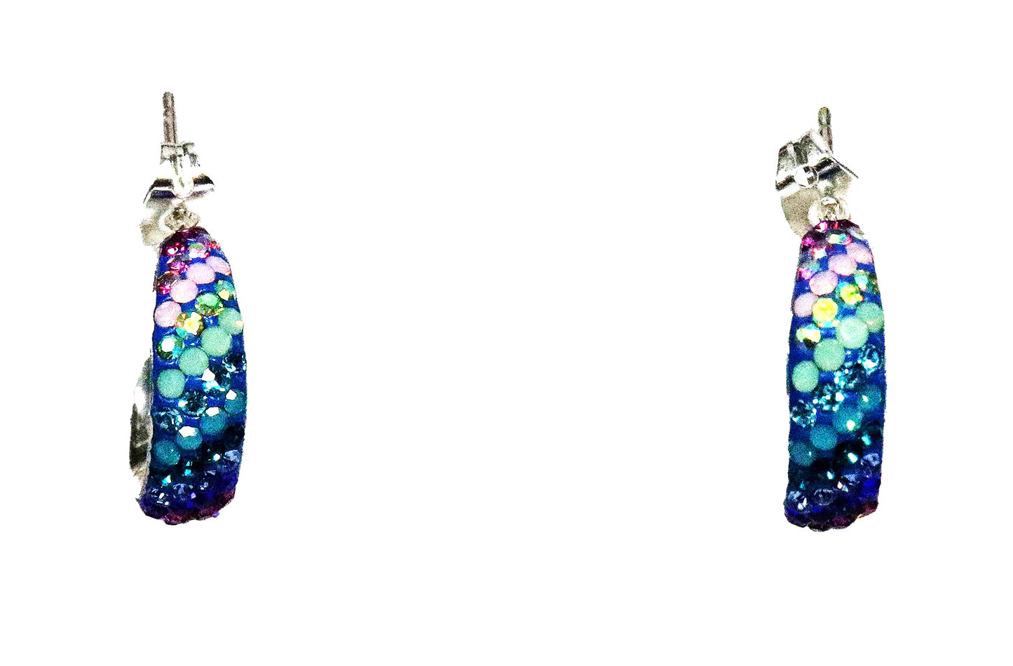 Prism Radiance Sterling Silver Small Hoop Earrings with Colorful Synthetic Stones