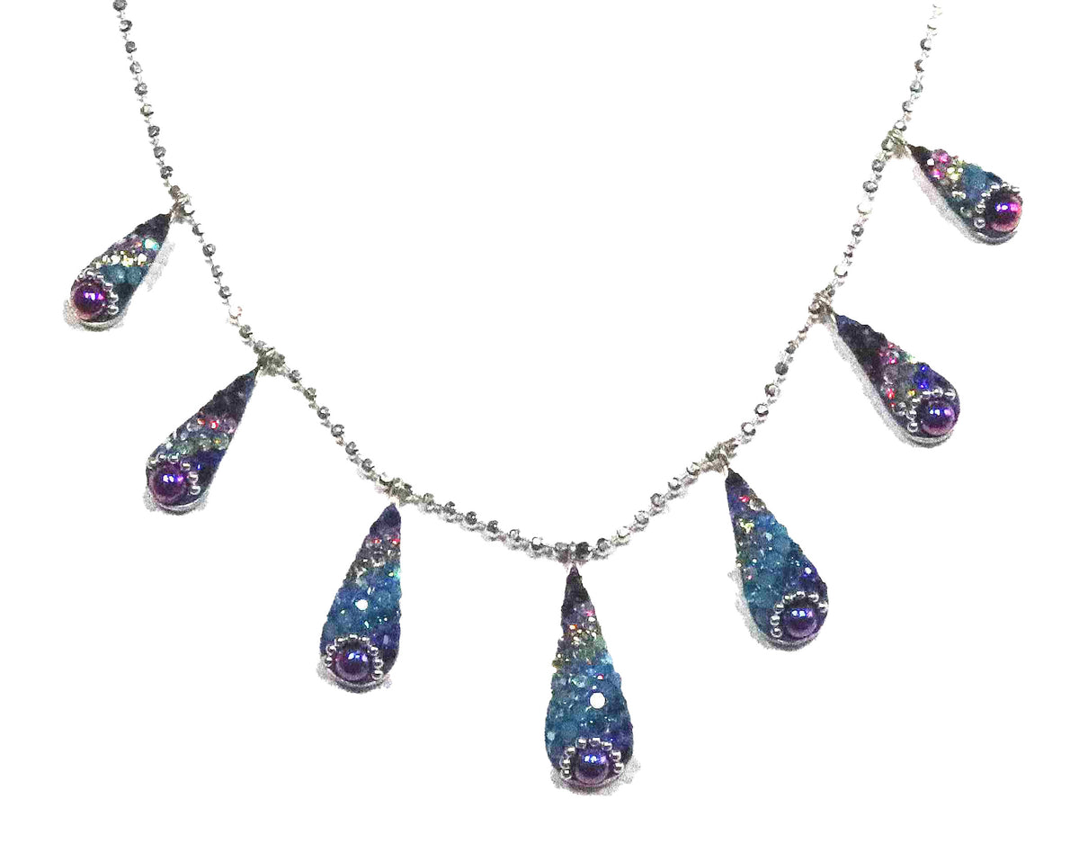 Rainbow Tears Sterling Silver Necklace on 18-inch Ball Chain