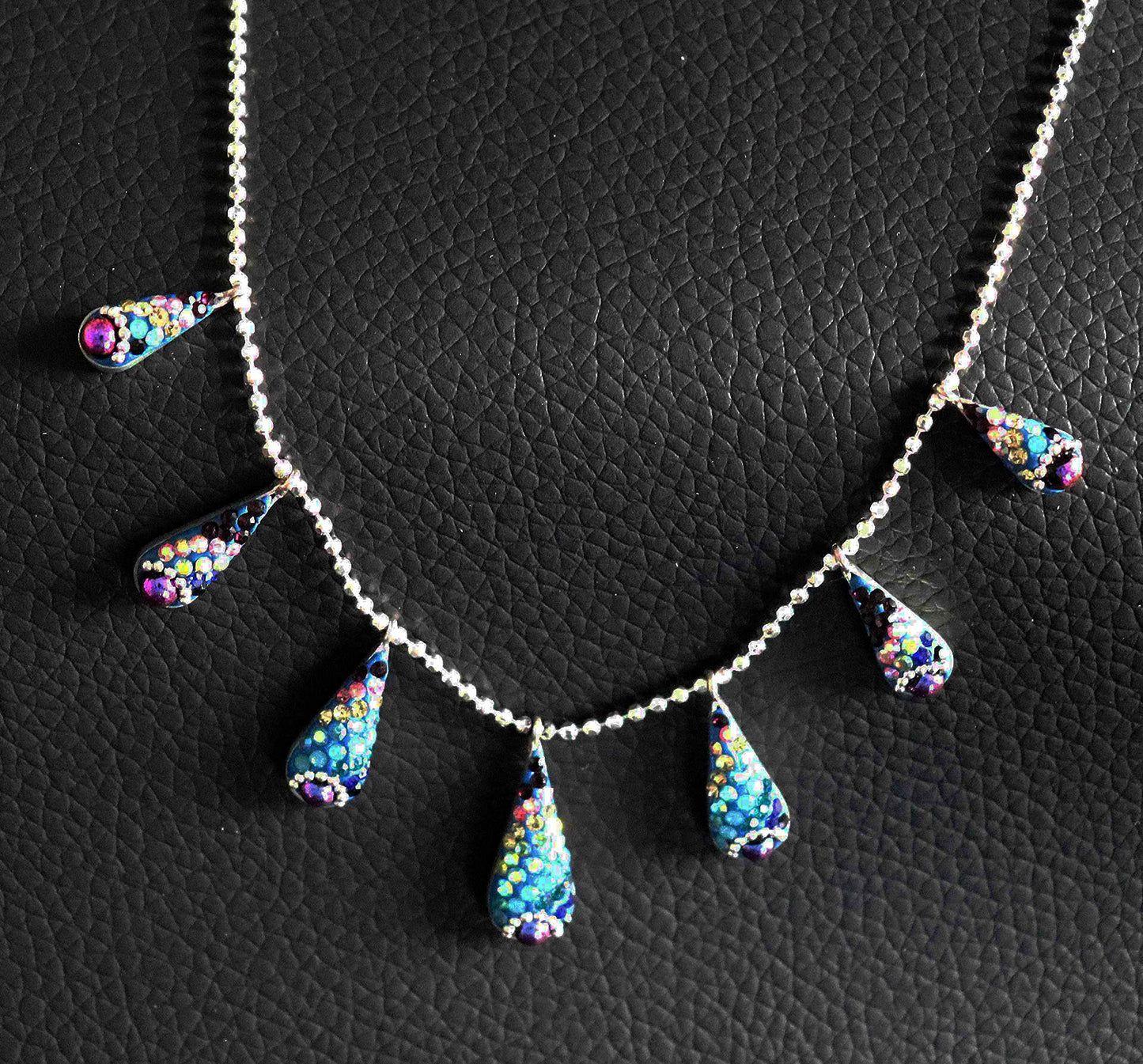 Rainbow Tears Sterling Silver Necklace on 18-inch Ball Chain