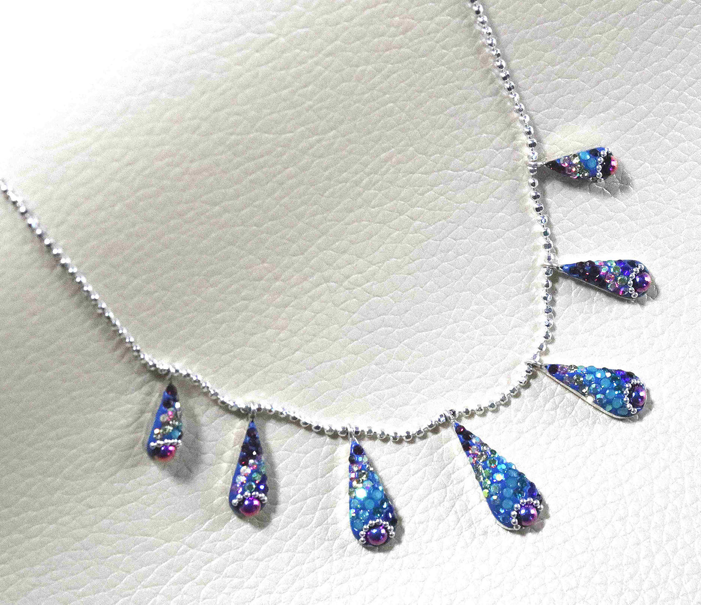 Rainbow Tears Sterling Silver Necklace on 18-inch Ball Chain