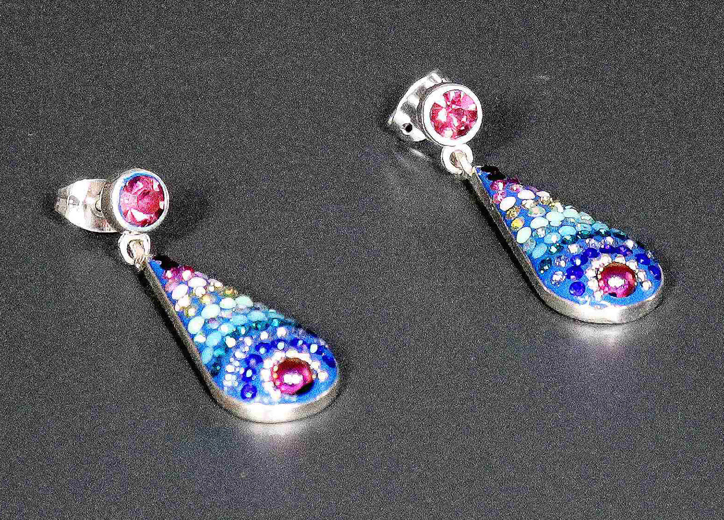 Dancing Kaleidoscope Sterling Silver 34 mm long Dangling Earrings