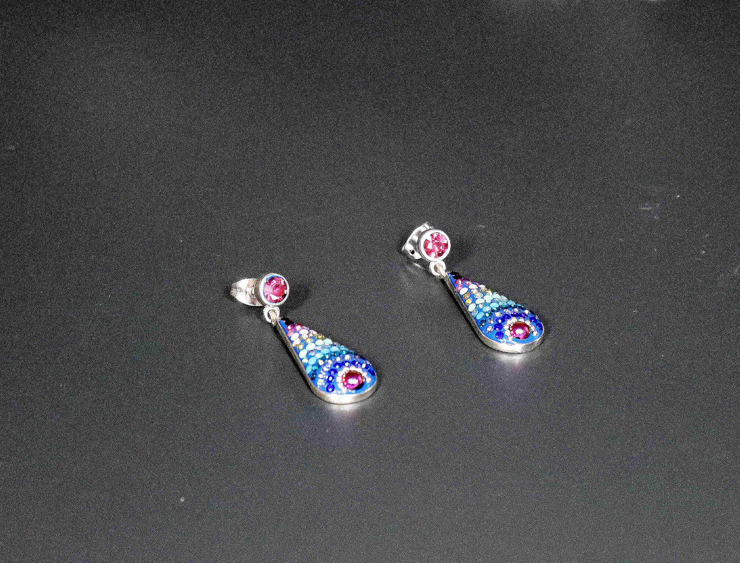 Dancing Kaleidoscope Sterling Silver 34 mm long Dangling Earrings