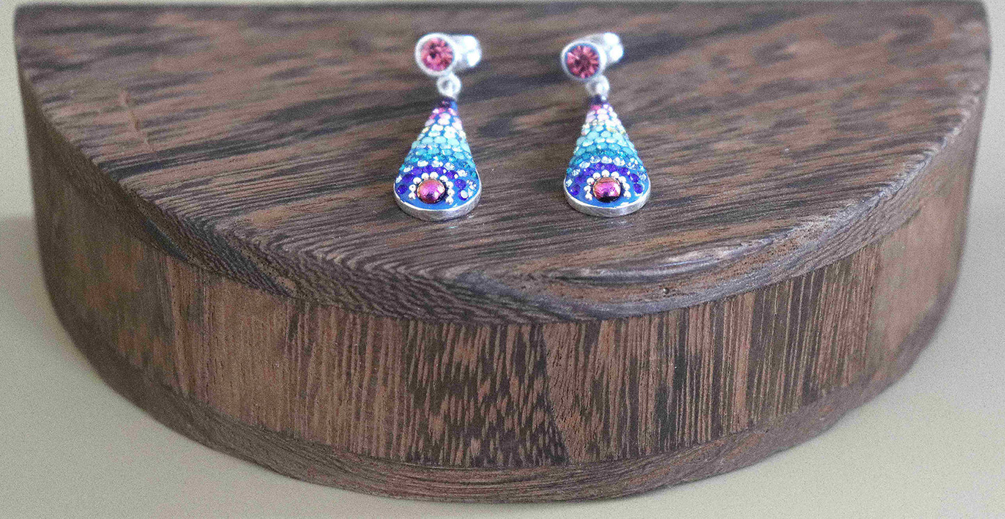 Dancing Kaleidoscope Sterling Silver 34 mm long Dangling Earrings