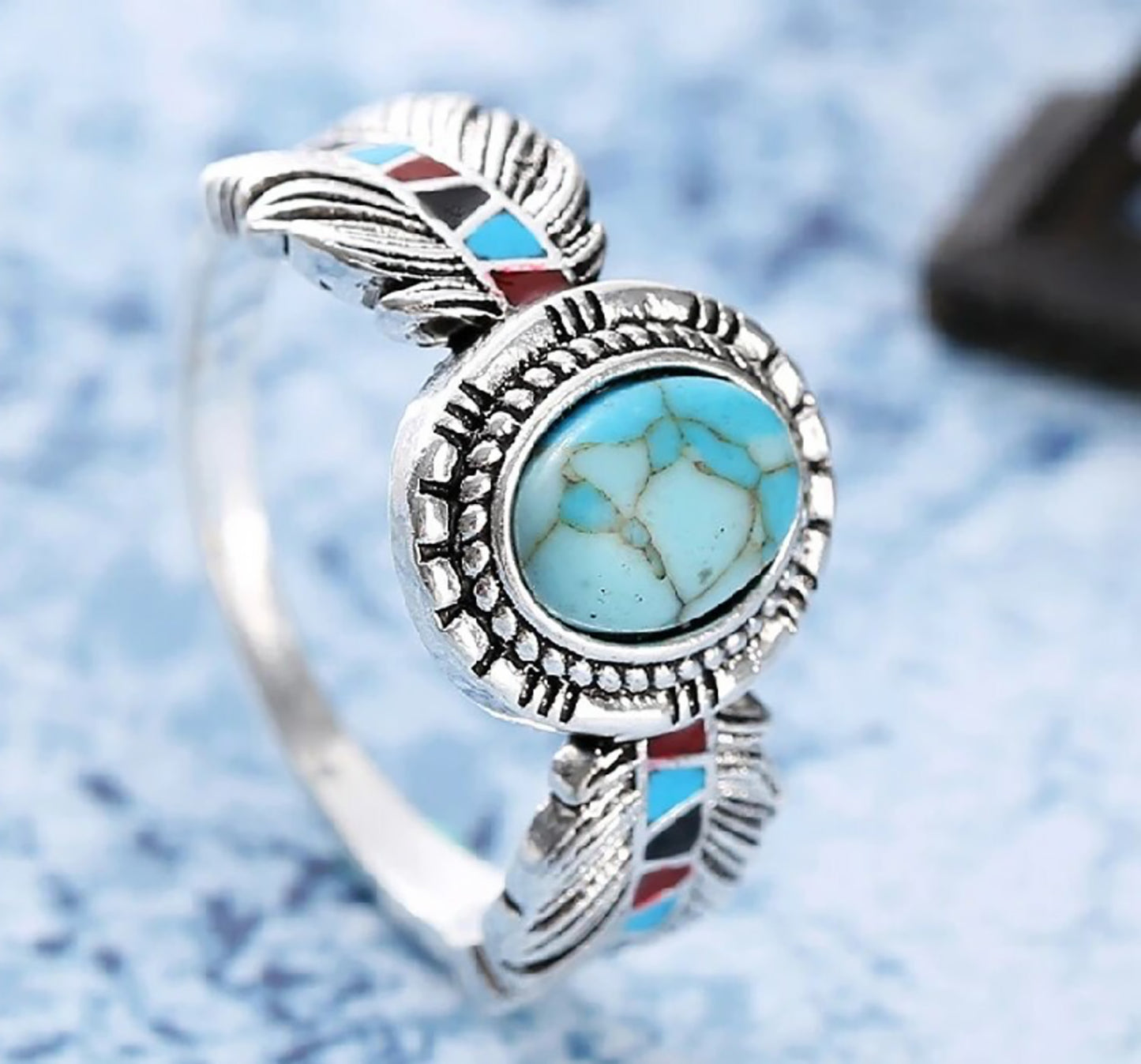 Turquoise Elegance- Sterling Serenity Oval Shape Ring