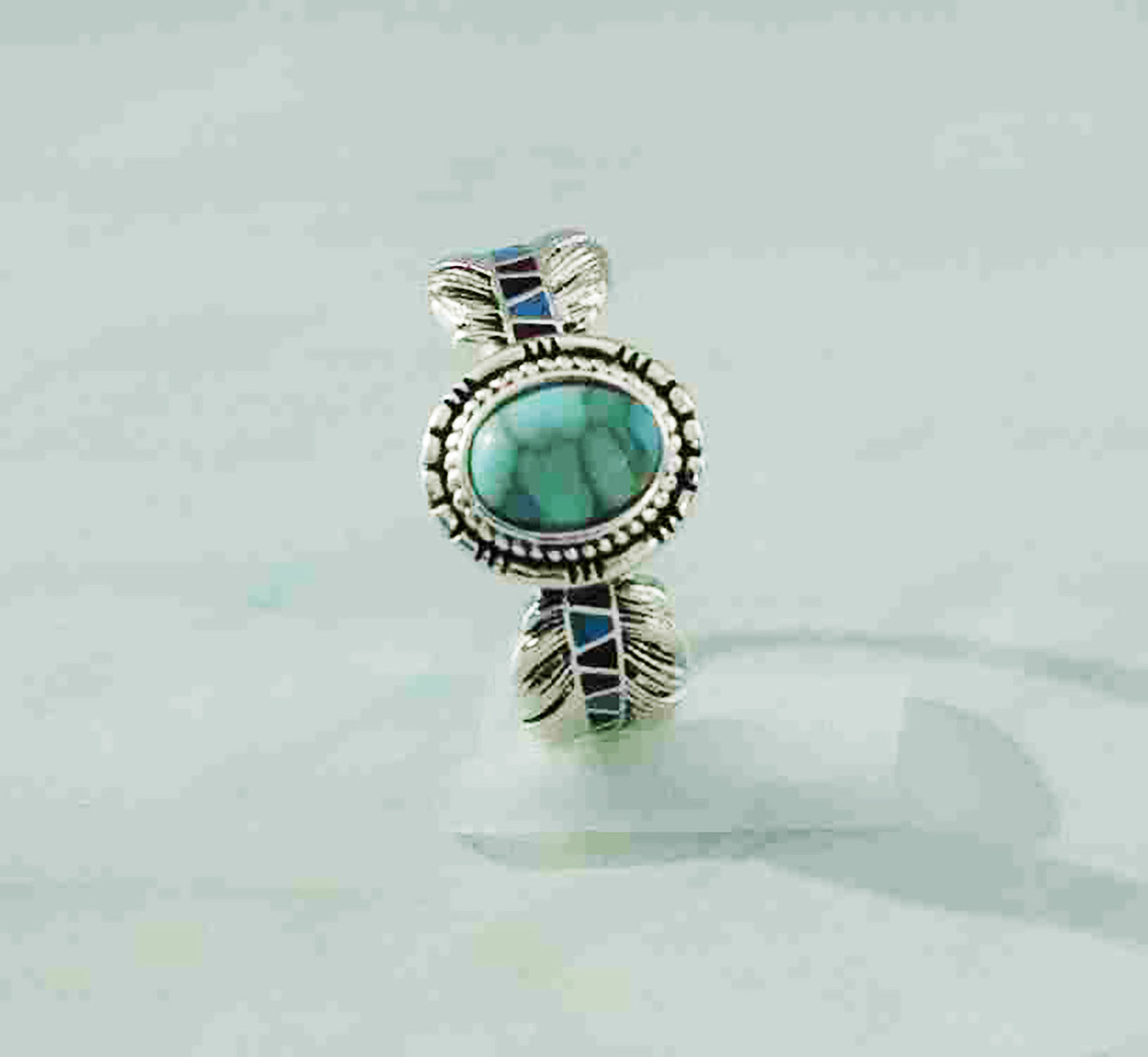 Turquoise Elegance- Sterling Serenity Oval Shape Ring