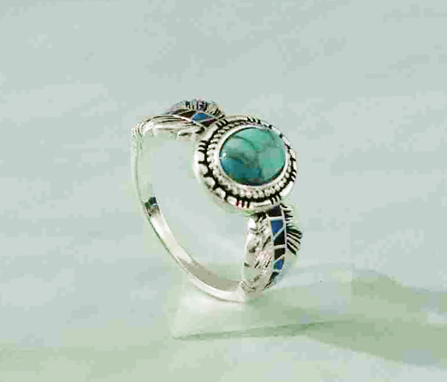 Turquoise Elegance- Sterling Serenity Oval Shape Ring