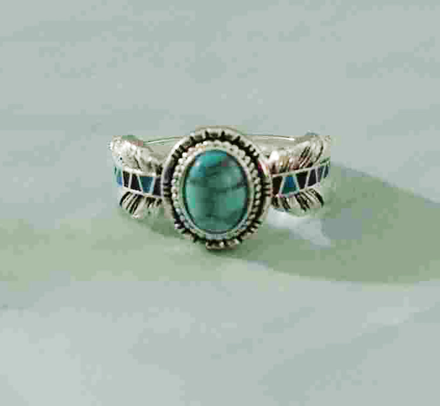 Turquoise Elegance- Sterling Serenity Oval Shape Ring