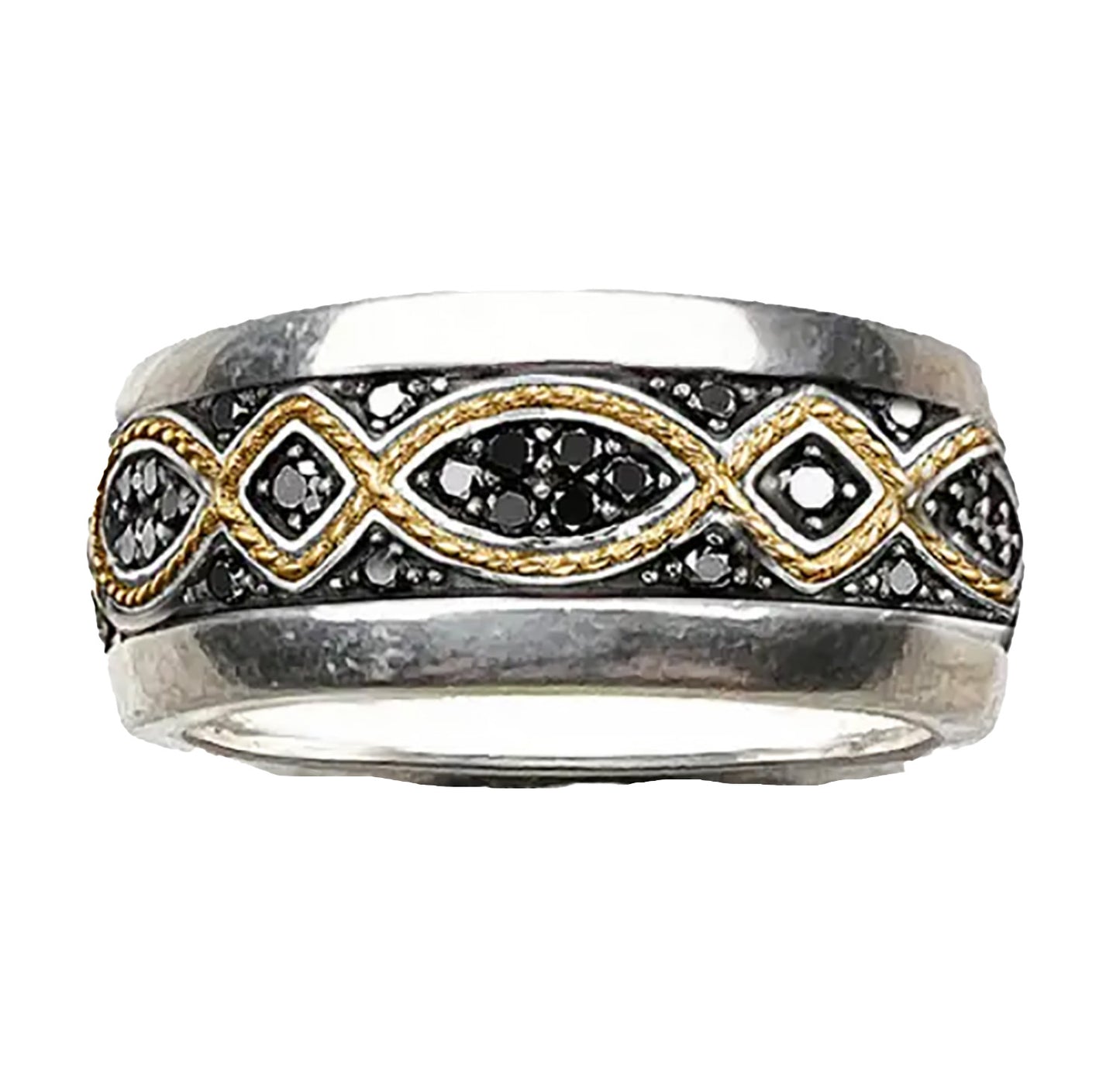 Dual Harmony. Sterling Silver Two Tone Love Knot Band-