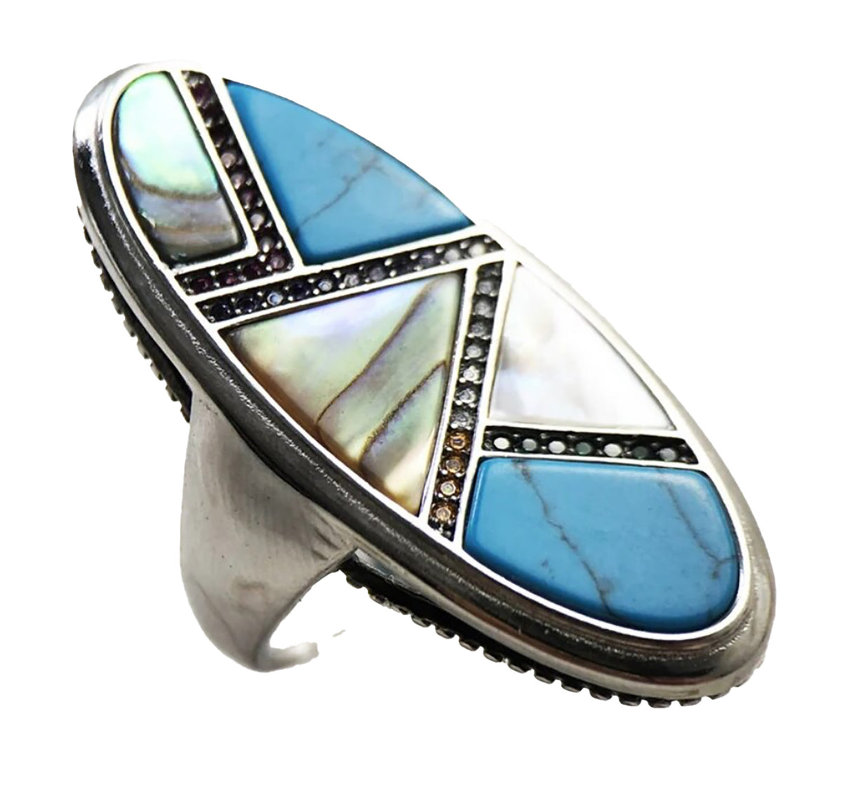 Enchanting Spectrum. Sterling Silver Mystical Mirage Oblong Shape Ring