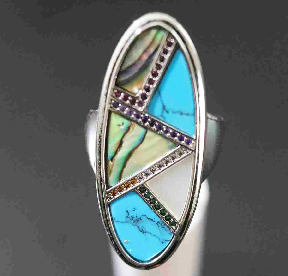 Enchanting Spectrum. Sterling Silver Mystical Mirage Oblong Shape Ring