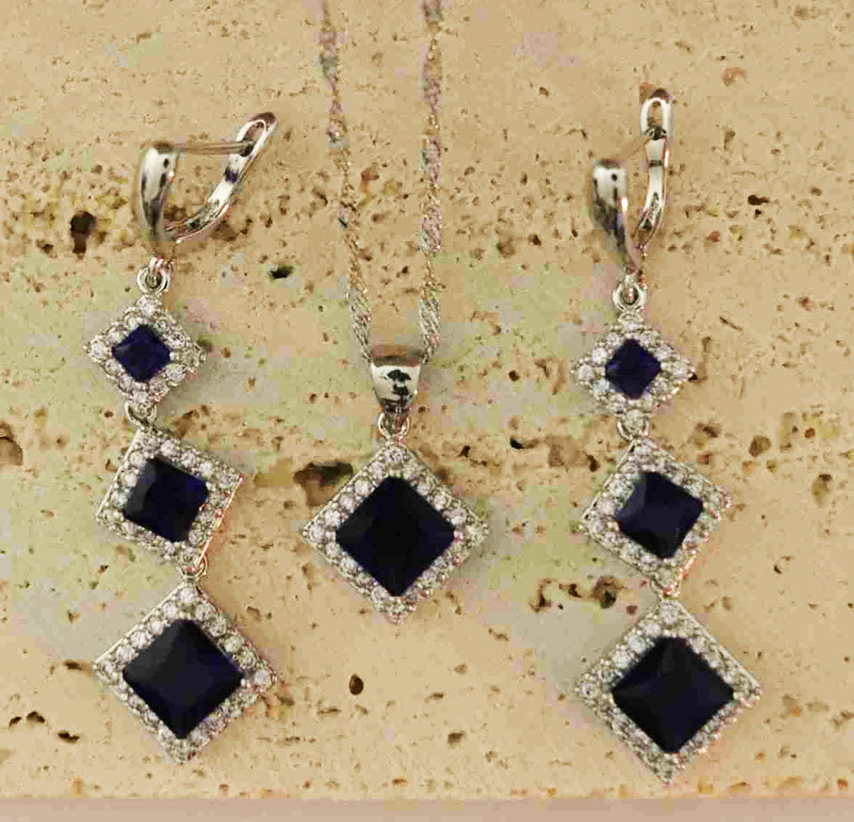 Sterling Silver Midnight Sapphire CZ Set