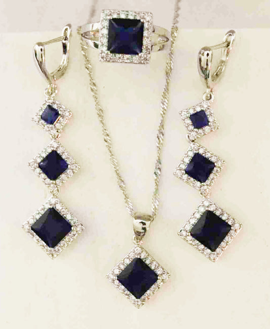 Sterling Silver Midnight Sapphire CZ Set