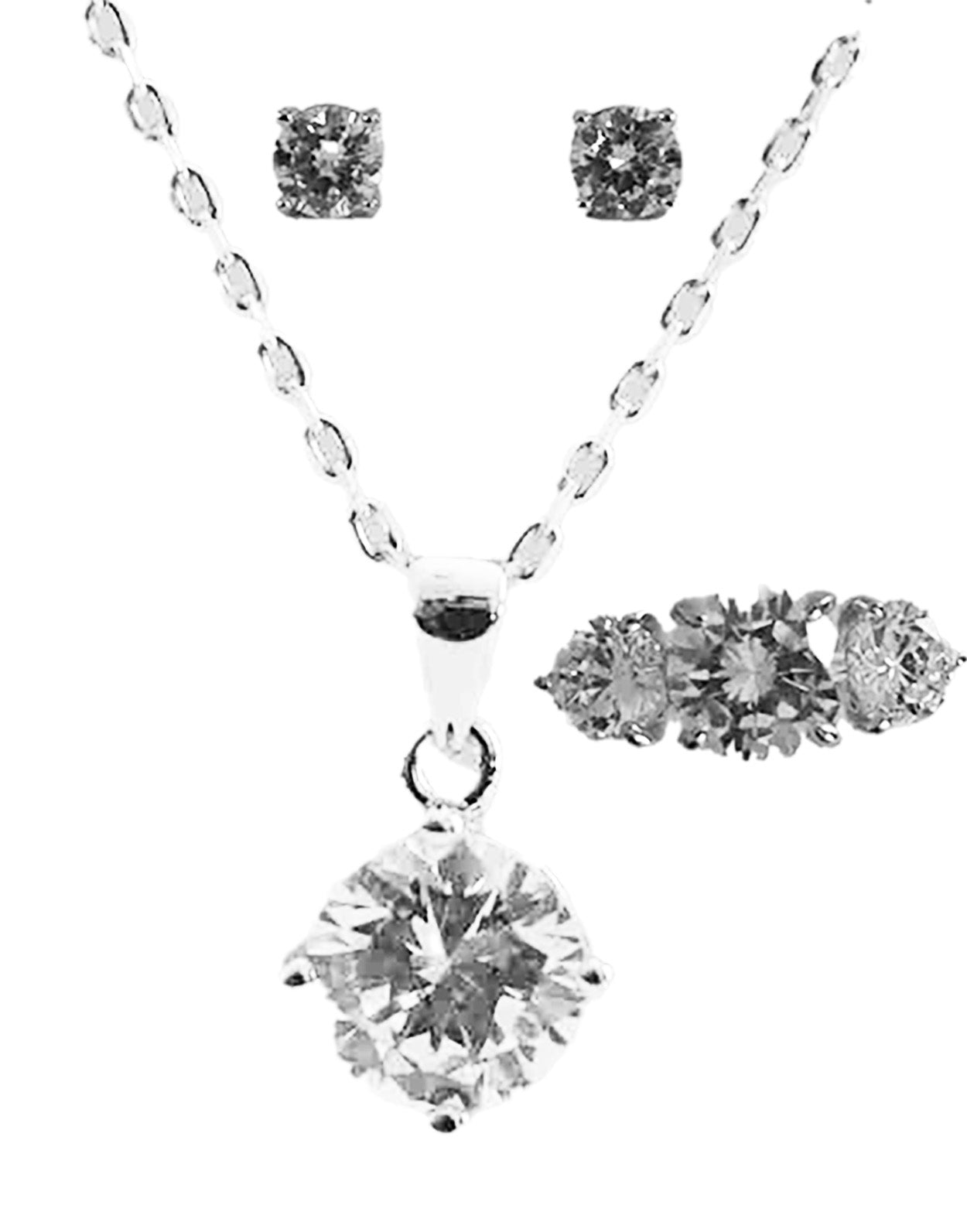 Timeless Elegance Sterling Silver Cubic Zirconia Jewelry Set