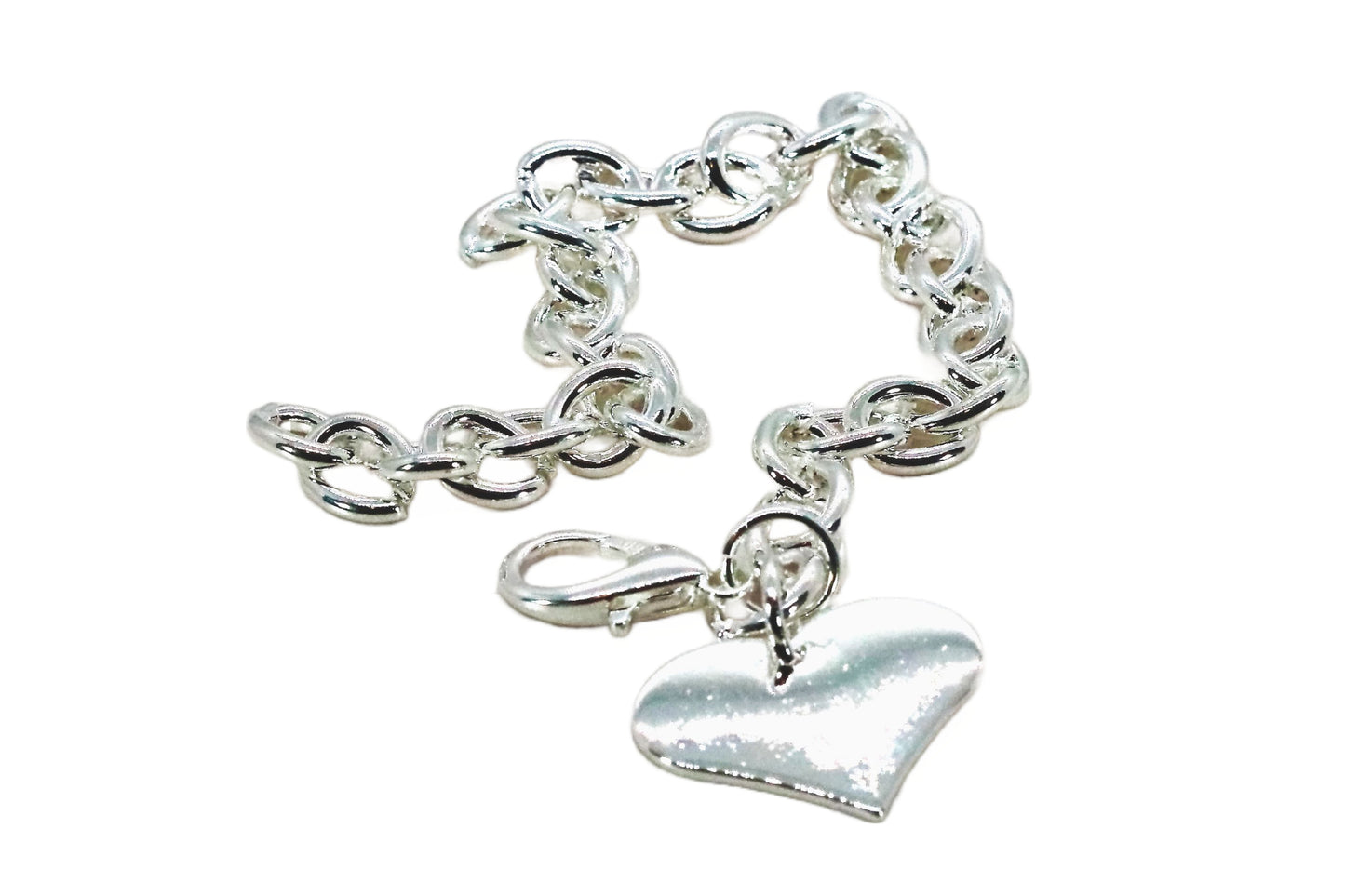 Classic Sterling Silver Charm Bracelet With Elegant Heart Charm