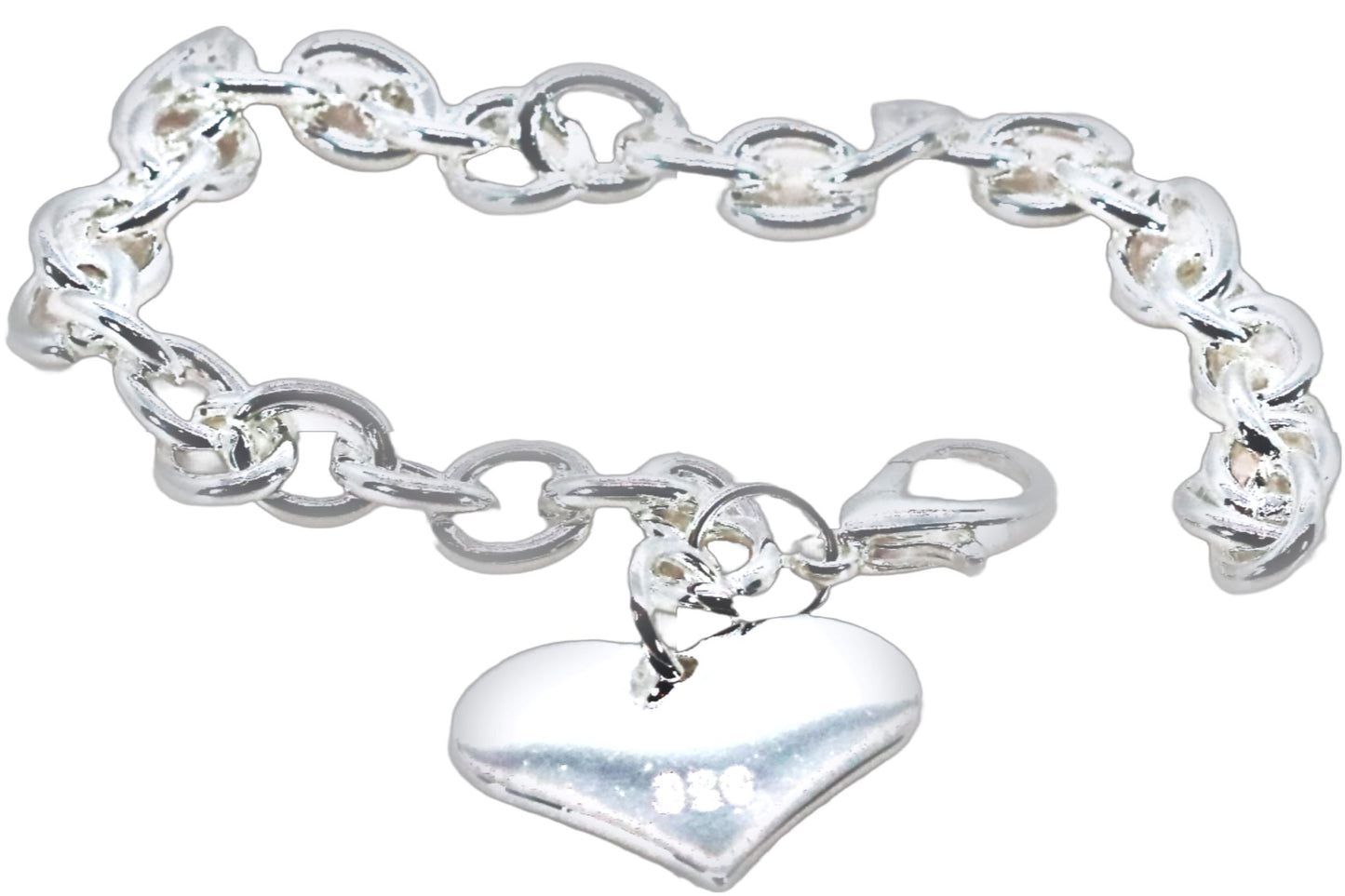 Classic Sterling Silver Charm Bracelet With Elegant Heart Charm