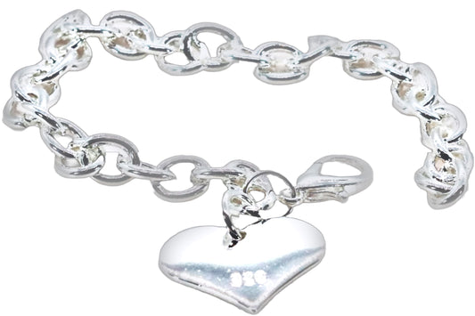 Classic Sterling Silver Charm Bracelet With Elegant Heart Charm