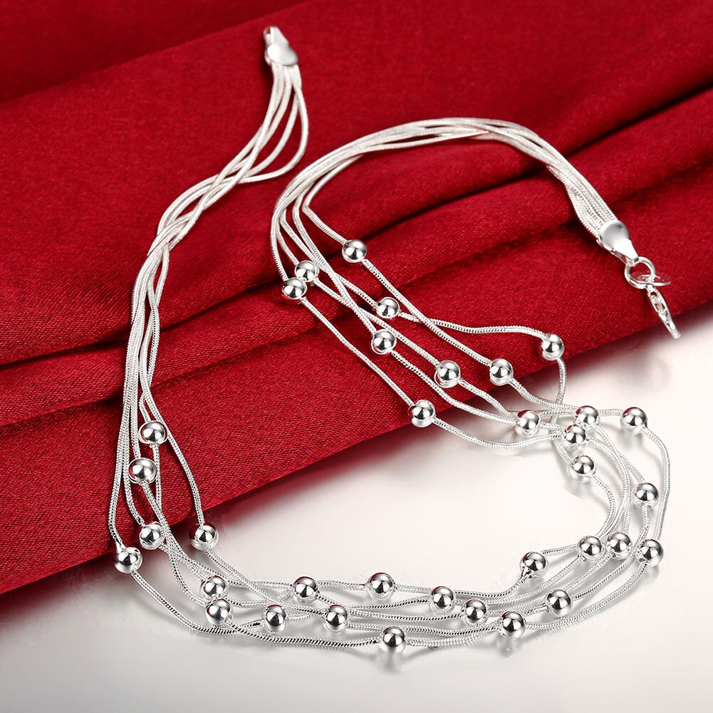 Elegant Sterling Silver Beaded Necklace