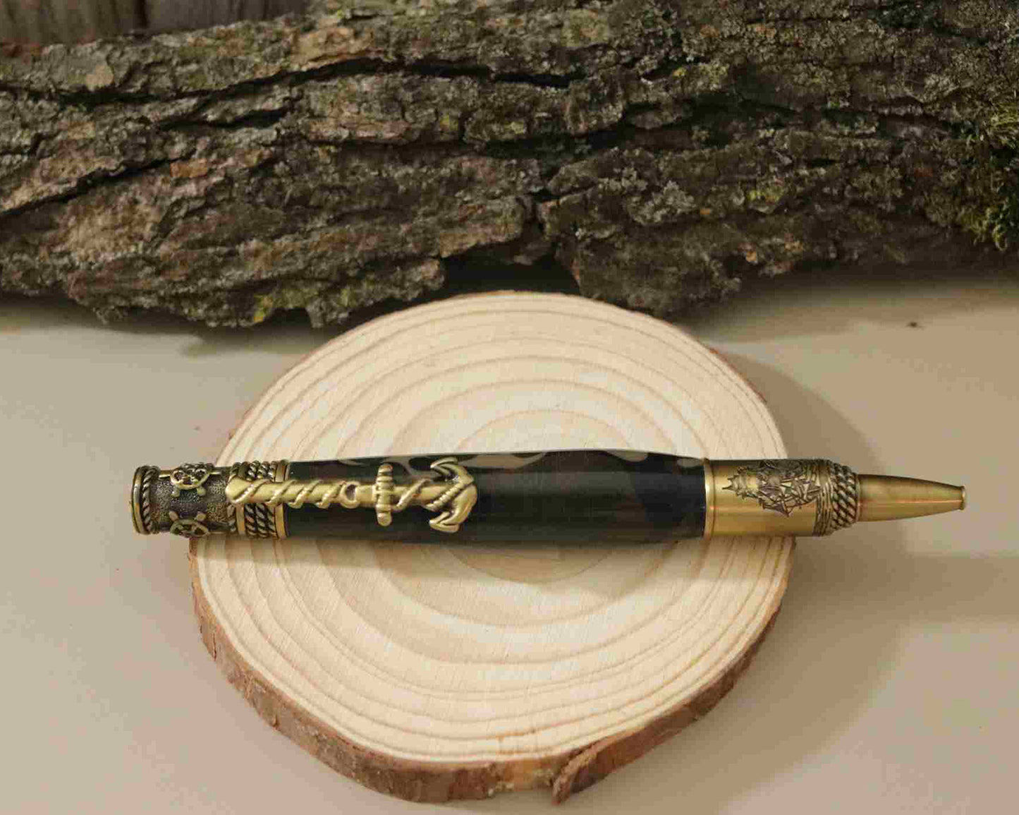 Handcrafted Acrylic Camouflage Design- Nautical Antique Brass Finish Twist Pen