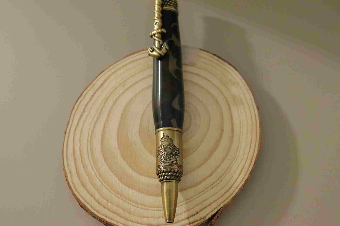 Handcrafted Acrylic Camouflage Design- Nautical Antique Brass Finish Twist Pen