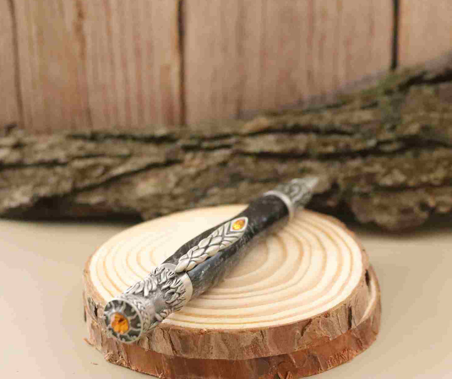 Handcrafted Ebony Color Acrylic  With Metal Phoenix Rising Antique Pewter Design Twist Pen