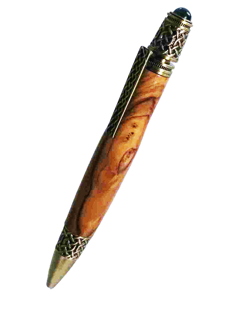 Handcrafted Olive Wood With 24KT Gold Plated Metal Lattice Design Twist Pen