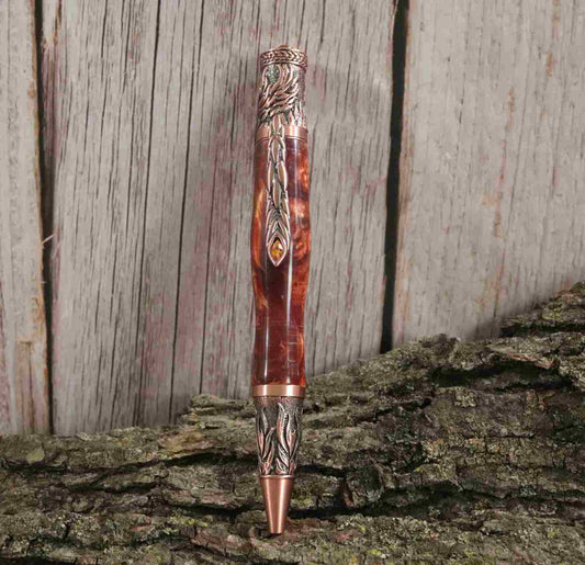 Handcrafted Bronze/Black Color Acrylic  With Metal Phoenix Rising Antique Copper  Design Twist Pen