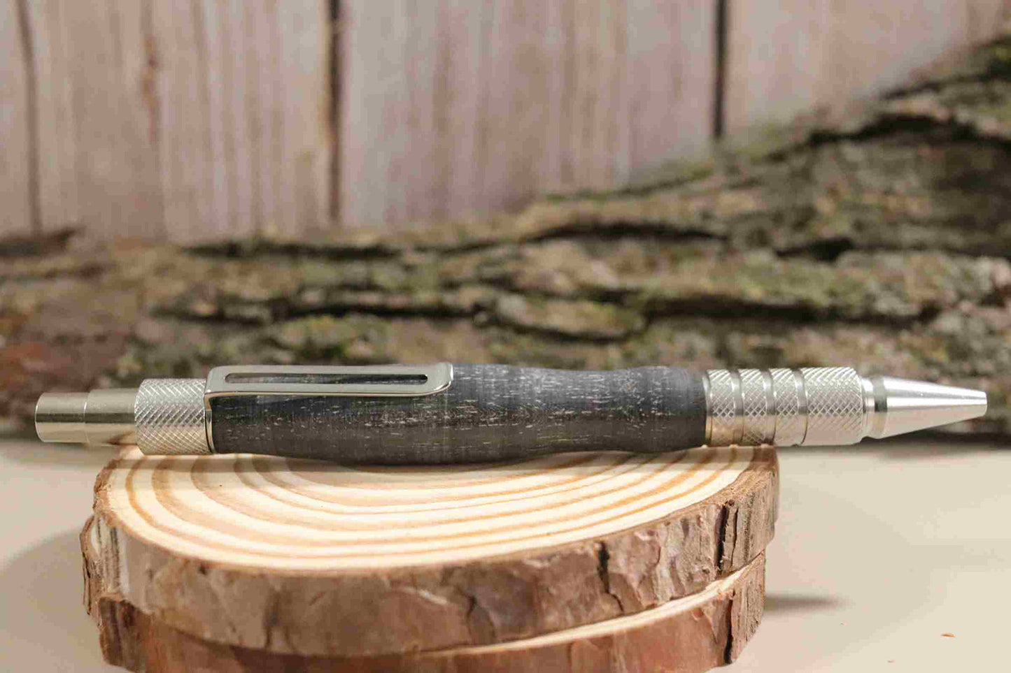 Handcrafted Black Color Acrylic With Stainless Steel Trimming Click Pen