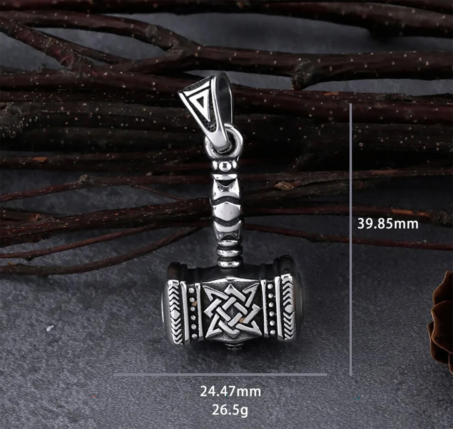 Stainless Steel Nordic Hammer Necklace