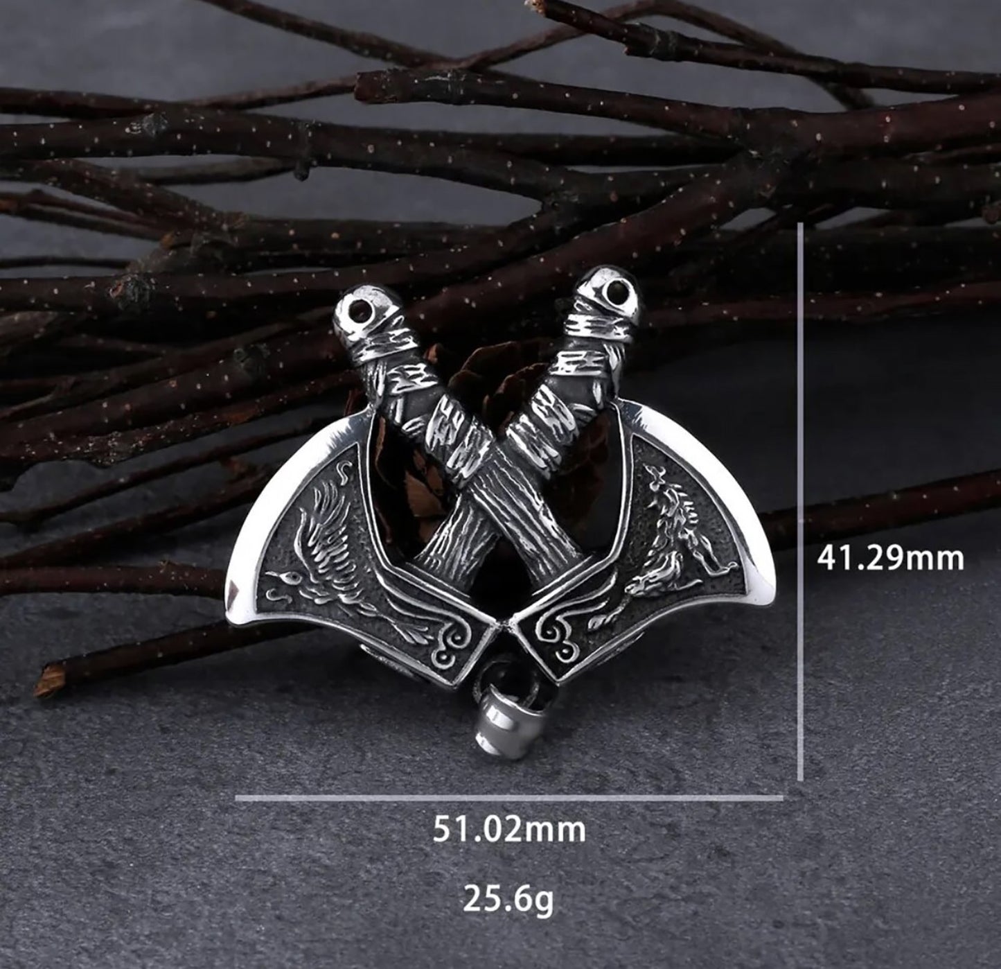 Stainless Steel Nordic Double Axes Necklace