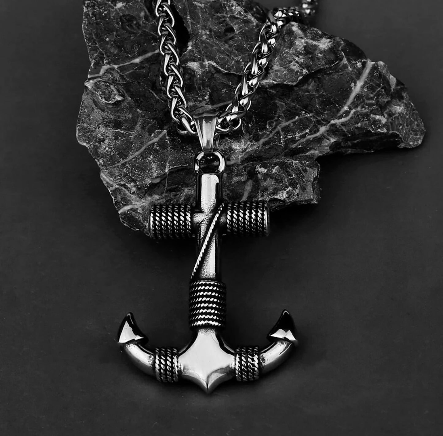 Stainless Steel Nordic Pirate Ship Anchor Necklace