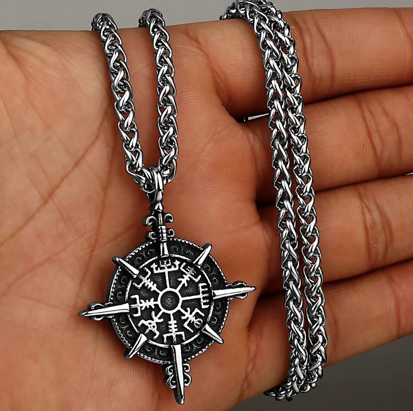 Stainless Steel Nordic Compass Necklace