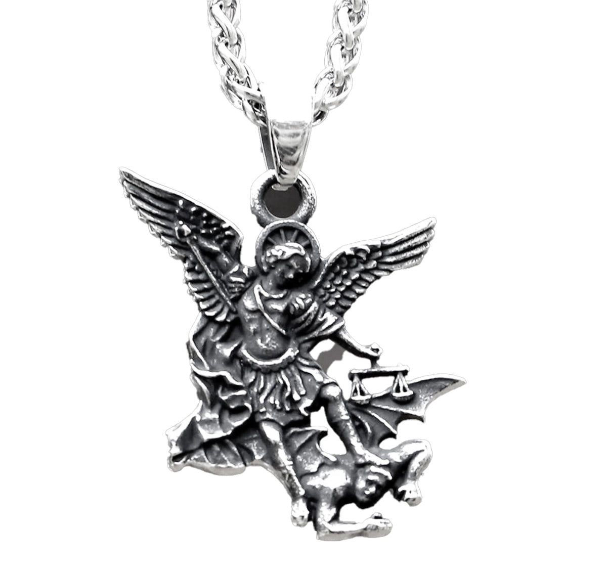 Stainless Steel Saint Michael Archangel Necklace